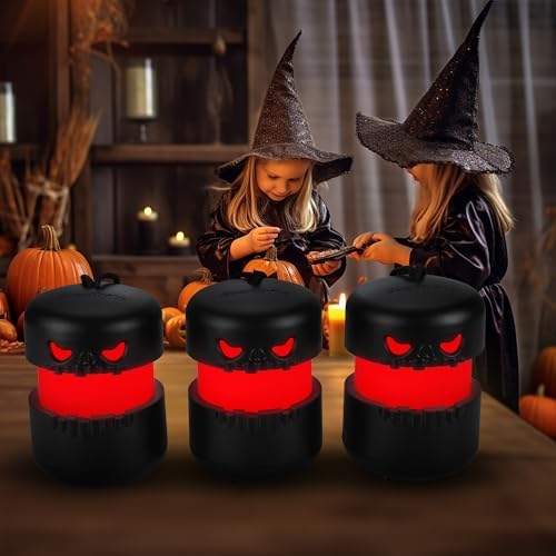 EverBrite 3-Pack Halloween Skeleton Camping Lantern, Collapsible Halloween Skull Lantern, Two Color Changing, Skeleton Halloween Decor for Yard, Lawn, Garden, Haunted House Prop - Image 2