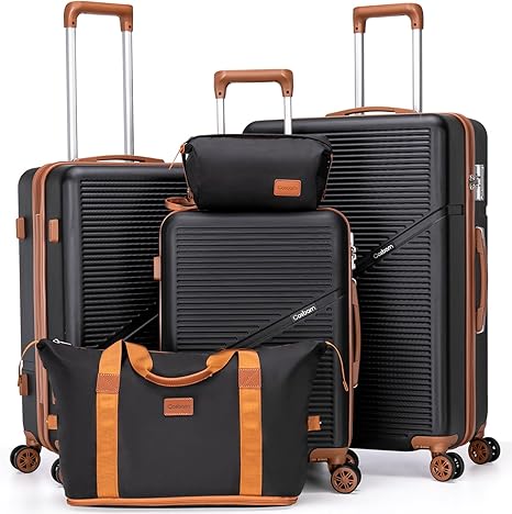 Cosbarn Luggage Sets, Durable 20,24,28 inch Suitcase Sets With Wheels | ABS Hardshell Sets Includes 20, 24&28inch Suitcase, Duffel, Toiletry Bags, TSA lock, Spinner Wheels,Checked Family Travel
