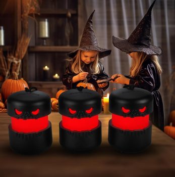 EverBrite 3-Pack Halloween Skeleton Camping Lantern, Collapsible Halloween Skull Lantern, Two Color Changing, Skeleton Halloween Decor for Yard, Lawn, Garden, Haunted House Prop